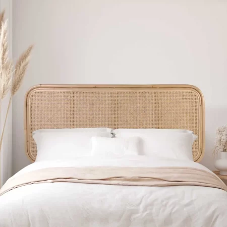 Cabecero de Matrimonio Rectangular en Madera de Ratán y Rejilla 165x5x75 Cm - Moycor (4)