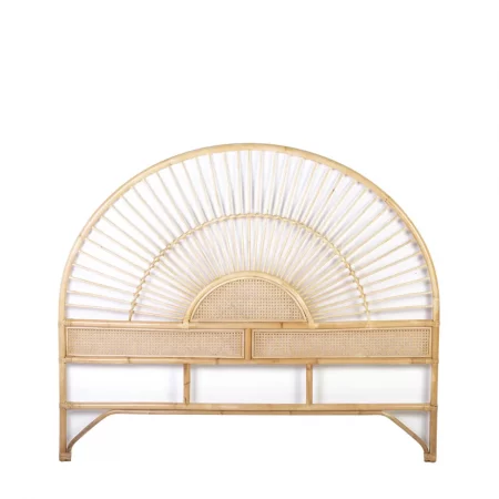 Cabecero de Matrimonio en Madera de Ratán con Rejillas 165x5x125 Cm - Moycor (2)