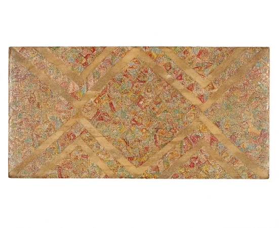 Cabecero de cama étnico de madera maciza de mango con mosaicos artesanales 165x80 cm-MOVIL (1)
