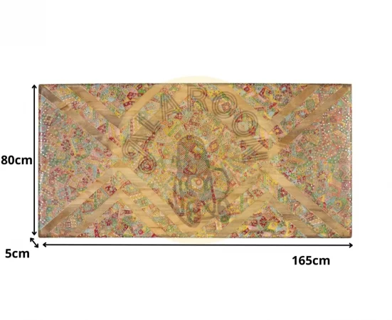 Cabecero de cama étnico de madera maciza de mango con mosaicos artesanales 165x80 cm-MOVIL (2)