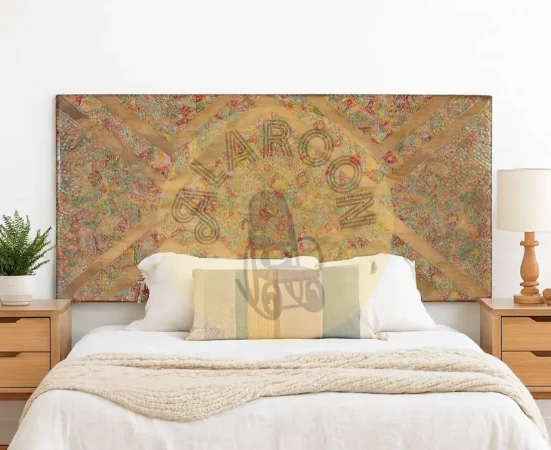Cabecero de cama étnico de madera maciza de mango con mosaicos artesanales 165x80 cm-MOVIL (3)