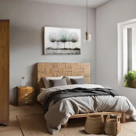 Cabezal para Cama de Matrimonio de 165 cm con Cuerda en Forma de Cuadrados 165x145 Cm - Moycor (4)