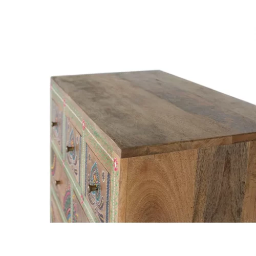 Cajonera Alta con 7 Cajones y 2 Puertas Madera de Mango Maciza 80x40x122 Cm - Giner y Colomer (3)