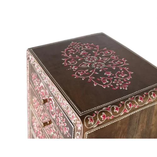 Cajonera Estrecha Madera Mango Pintada a Mano en Negro y Colores 48x33x92 Cm - Giner y Colomer (1)
