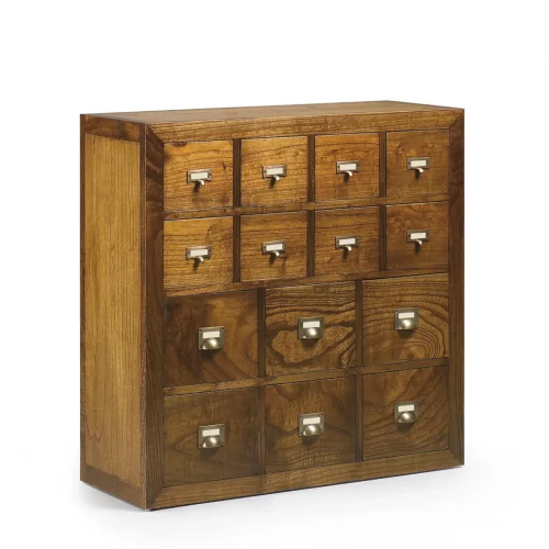 Cajonera en Madera de Mindi con 14 Cajones Modelo Star 90x35x90 Cm - Moycor (1)