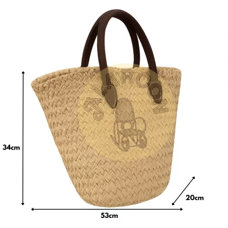 Capazo de palma artesanal con asas cortas de cuero 53x20x34 cm (2)