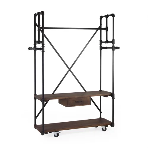 Colgador Madera Mango con 1 Cajón + 2 Estantes Colección Pipa 135x55x188 Cm - Moycor (1)