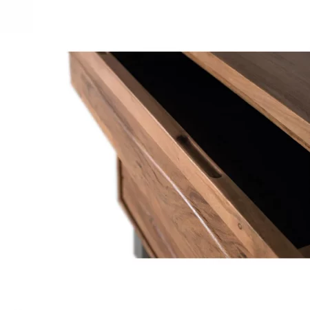 Cómoda 3 Cajones Madera Acacia Natural patas Metal Cromado Colección Contemporary 91x40x81 Cm - Giner y Colomer (1)