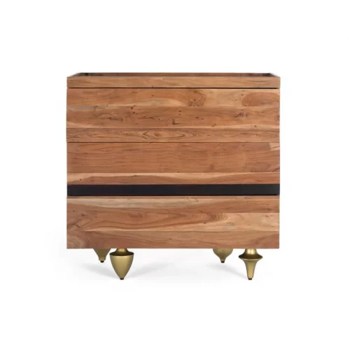 Cómoda 3 Cajones Madera Acacia y Mármol con Patas de Metal - Giner y Colomer (4)