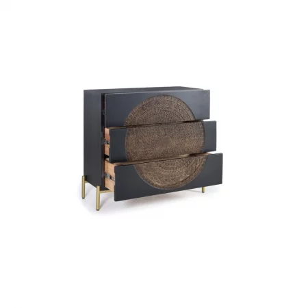 Cómoda 3 Cajones Madera Mango Base Metal Colección París 95x40x90 Cm - Giner y Colomer (3)