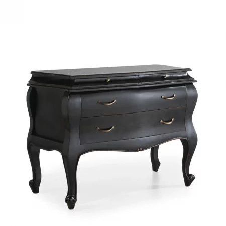 Cómoda 4 Cajones Color Negro Madera Caoba Colección Vintage 110x55x80 Cm - Moycor (1)