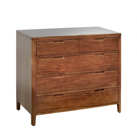 Cómoda 5 Cajones Madera Caoba Colección Oporto 110x45x90 Cm - Moycor (1)