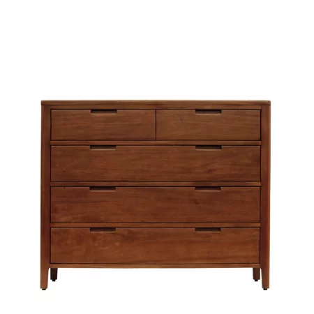 Cómoda 5 Cajones Madera Caoba Colección Oporto 110x45x90 Cm - Moycor (3)