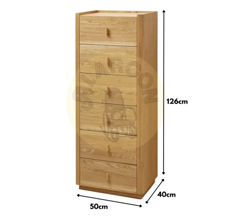 Comoda Alta 6C Chapa Frenso Natural 50x40x126 Cm - Imori (4)