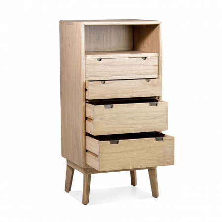 Cómoda Alta Scandi 4 Cajones 1 Hueco 60x45x125 Cm - Moycor (2)