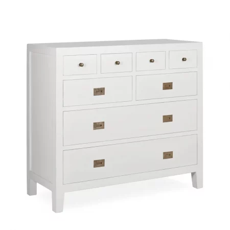 Cómoda Blanca 8 Cajones Madera Mindi Colección Everest 110x45x100 Cm - Moycor (1)