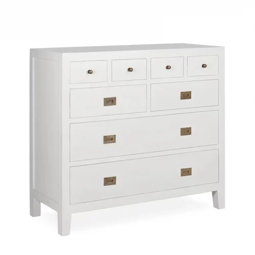 Cómoda Blanca 8 Cajones Madera Mindi Colección Everest 110x45x100 Cm - Moycor (1)