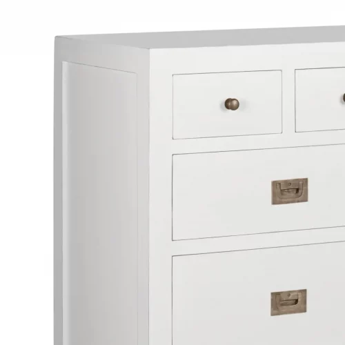 Cómoda Blanca 8 Cajones Madera Mindi Colección Everest 110x45x100 Cm - Moycor (2)