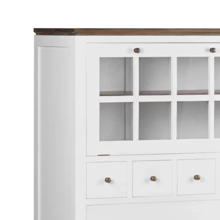 Cómoda Blanca Madera Mindi 6 Cajones + 1 Puerta Abatible +1 Estante Colección Everest 90x45x135 Cm - Moycor (2)