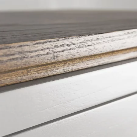 Cómoda Blanca Madera Mindi 6 Cajones + 1 Puerta Abatible +1 Estante Colección Everest 90x45x135 Cm - Moycor (5)
