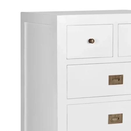 Cómoda Estrecha Blanca 6 Cajones Madera Mindi Colección Everest 60x45x110 Cm - Moycor (2)