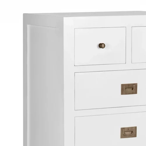 Cómoda Estrecha Blanca 6 Cajones Madera Mindi Colección Everest 60x45x110 Cm - Moycor (2)