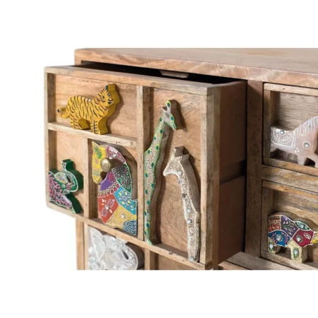 Cómoda Étnica Ancha de Madera de Mango con Detalles a Mano 5 Cajones 1 Puerta - Giner y Colomer (6)