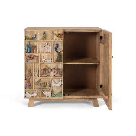 Cómoda Étnica con Detalles Hechas a Mano de Madera de 2 Puertas - Giner y Colomer (3)
