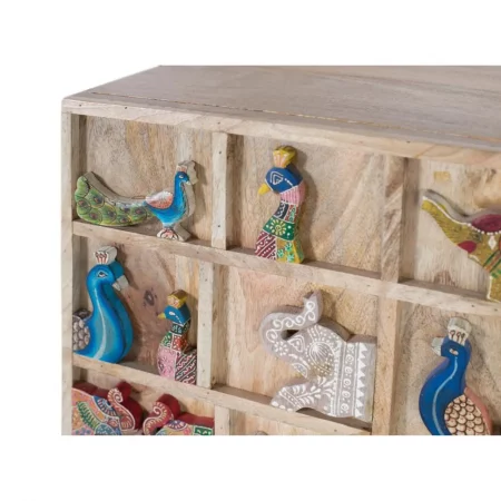 Cómoda Étnica con Detalles Hechas a Mano de Madera de 2 Puertas - Giner y Colomer (4)