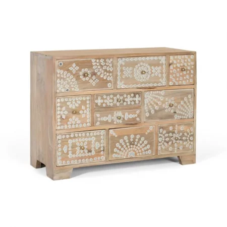 Cómoda Étnica de Madera de Mango con 10 Cajones - Giner y Colomer (1)