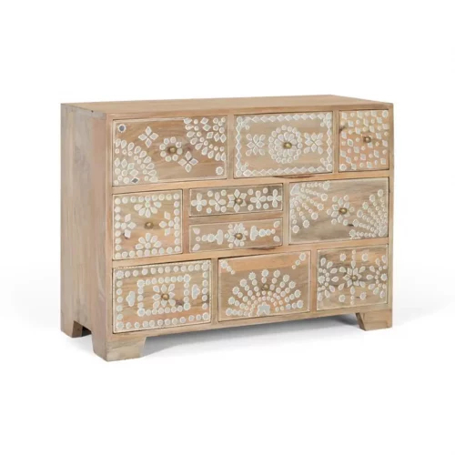 Cómoda Étnica de Madera de Mango con 10 Cajones - Giner y Colomer (1)