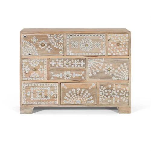 Cómoda Étnica de Madera de Mango con 10 Cajones - Giner y Colomer (2)