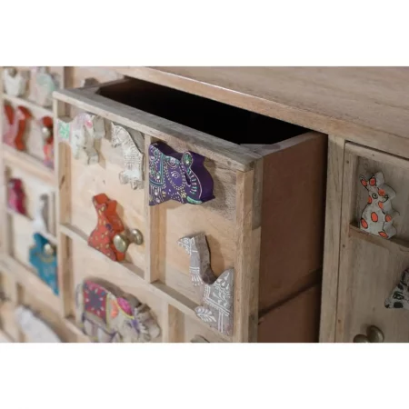 Cómoda Étnica de Madera de Mango con Detalles a Mano con 13 Cajones y 1 Puerta - Giner y Colomer (4)