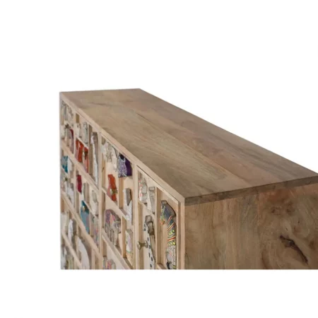 Cómoda Étnica de Madera de Mango con Detalles a Mano con 13 Cajones y 1 Puerta - Giner y Colomer (6)