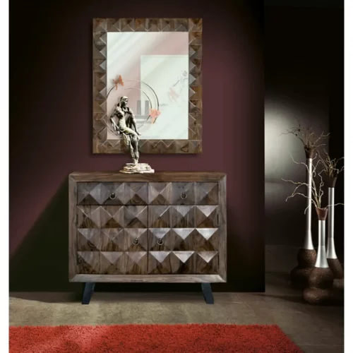 Cómoda Madera Palisandro Frontal Diamante Mod. Agra 2 Cajones + 2 Puertas 100x40x87 Cm - Giner y Colomer (2)