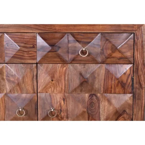Cómoda Madera Palisandro Frontal Diamante Mod. Agra 2 Cajones + 2 Puertas 100x40x87 Cm - Giner y Colomer (4)