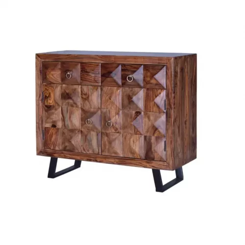 Cómoda Madera Palisandro Frontal Diamante Mod. Agra 2 Cajones + 2 Puertas 100x40x87 Cm - Giner y Colomer (6)