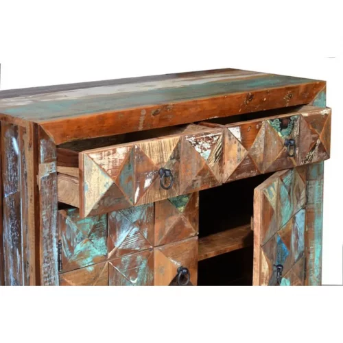 Cómoda Madera Reciclada 2 Cajones + 2 Puertas Colección Diamante Reciclado 100x40x87 Cm - Giner y Colomer (1)