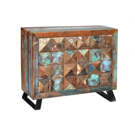 Cómoda Madera Reciclada 2 Cajones + 2 Puertas Colección Diamante Reciclado 100x40x87 Cm - Giner y Colomer (4)