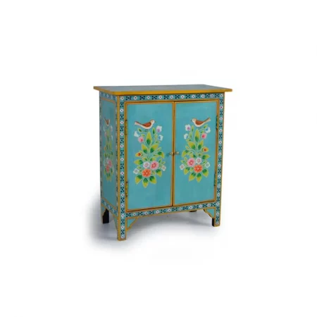 Cómoda Madera de Mango 2 Puertas Pintada a Mano 65x33x77 Cm - Giner y Colomer (3)