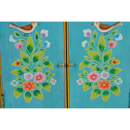 Cómoda Madera de Mango 2 Puertas Pintada a Mano 65x33x77 Cm - Giner y Colomer (4)