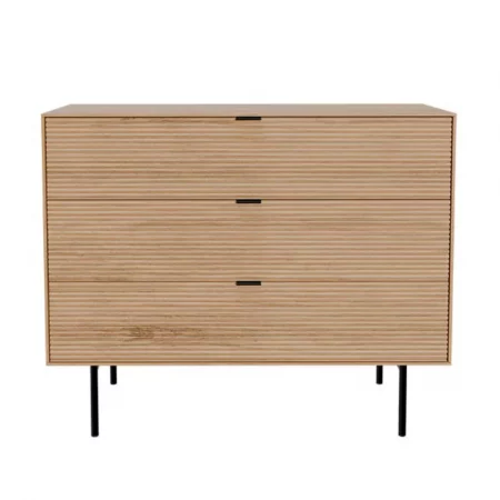 Cómoda Tulsa de Chapa Roble 3 Cajones y Patas Metal - Somcasa (2)