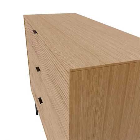 Cómoda Tulsa de Chapa Roble 3 Cajones y Patas Metal - Somcasa (4)