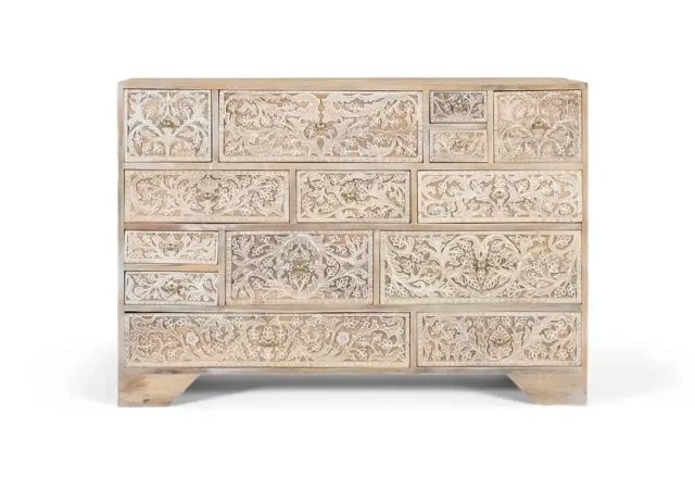 Cómoda artesanal de madera maciza con tallado floral a mano–115x36x80cm-MOVIL (4)