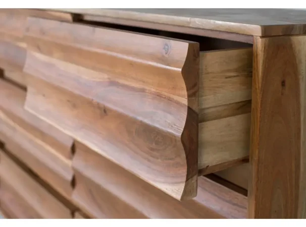 Cómoda de Madera Maciza de Acacia con 6 Cajones - 110x40x86 Cm - Giner y Colomer (3)