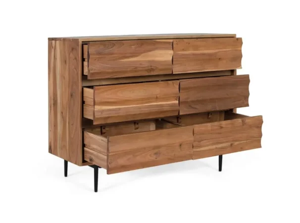 Cómoda de Madera Maciza de Acacia con 6 Cajones - 110x40x86 Cm - Giner y Colomer (4)