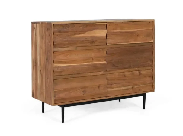 Cómoda de Madera Maciza de Acacia con 6 Cajones - 110x40x86 Cm - Giner y Colomer (5)