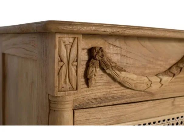 Cómoda de Madera Maciza de Teka con 3 Cajones - 80x40x86 Cm - Giner y Colomer (6)