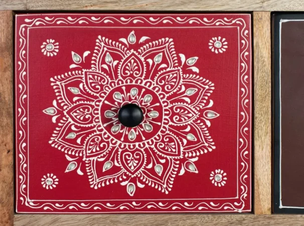 Cómoda de Madera de Mango con 14 Cajones Tallados a Mano - 120x40x90 Cm - Giner y Colomer (2)