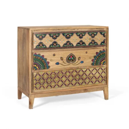 Cómoda de Madera de Mango con Detalles a Mano Estilo Étnicos - Universal (1)
